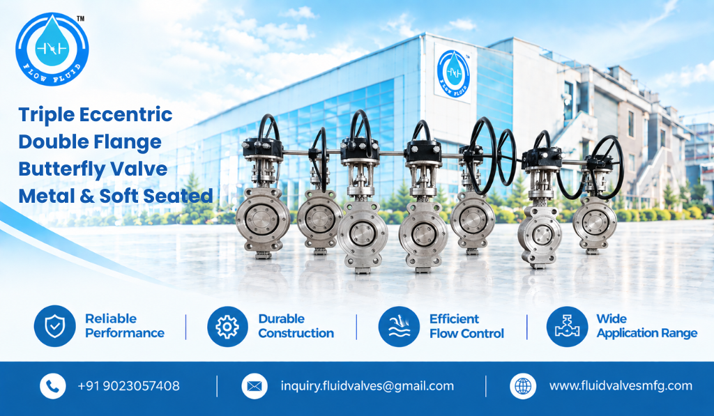 Triple Eccentric Double Flange Butterfly Valve Metal & Soft Seated